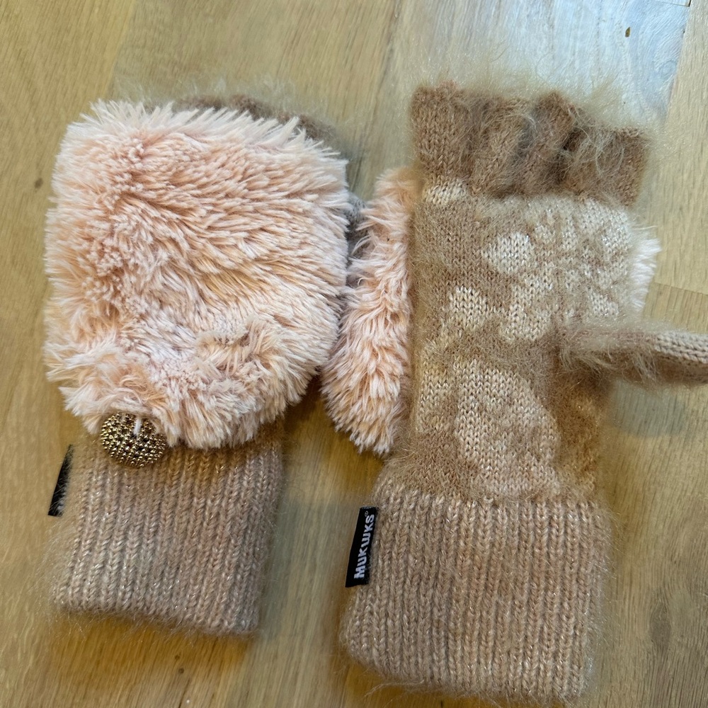 Dry Goods Pink and Brown Mittens